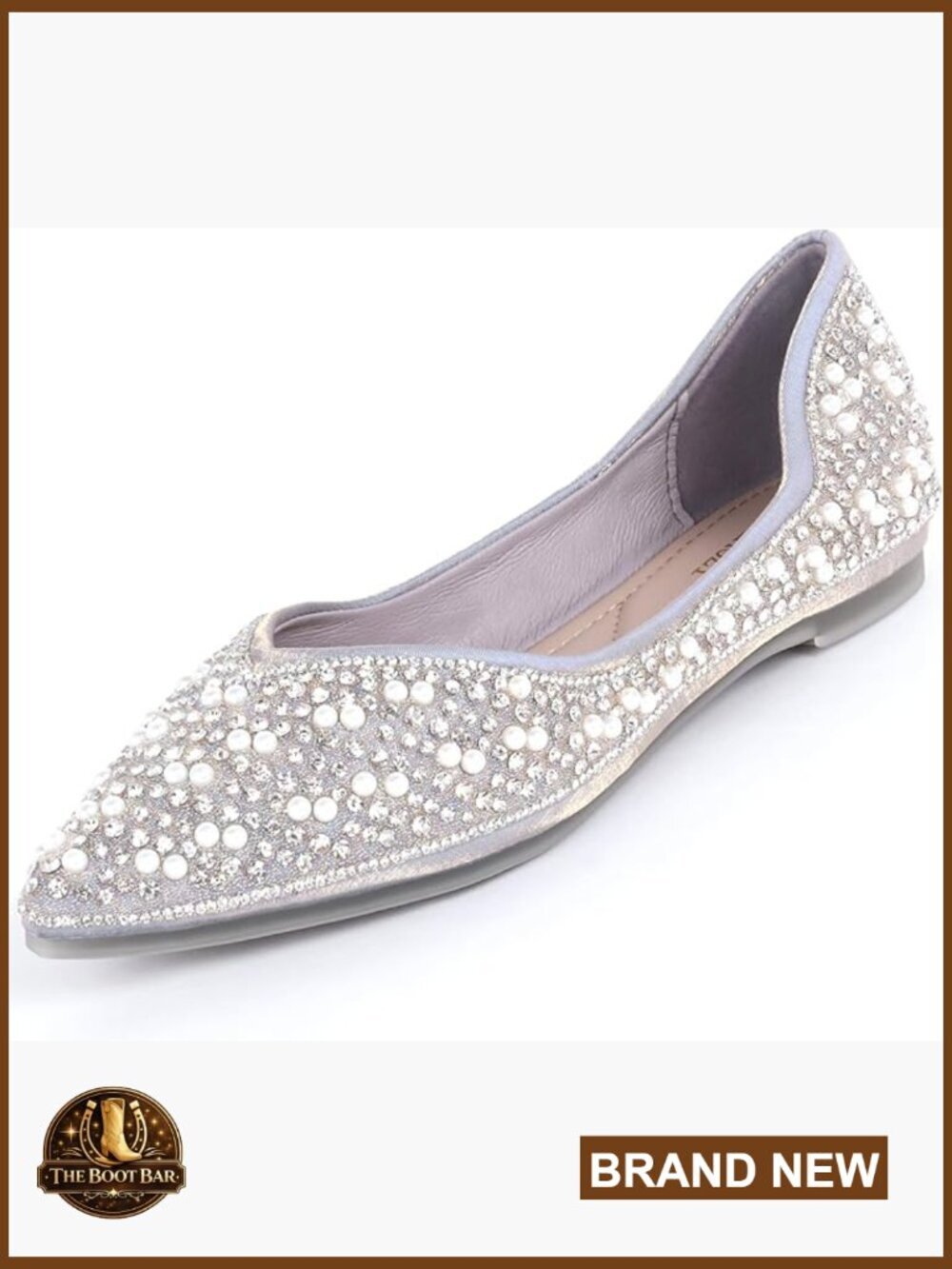 Pointed Toe Rhinestone Pearl Ballet Flats Comfortable Wedding Dressy Flats